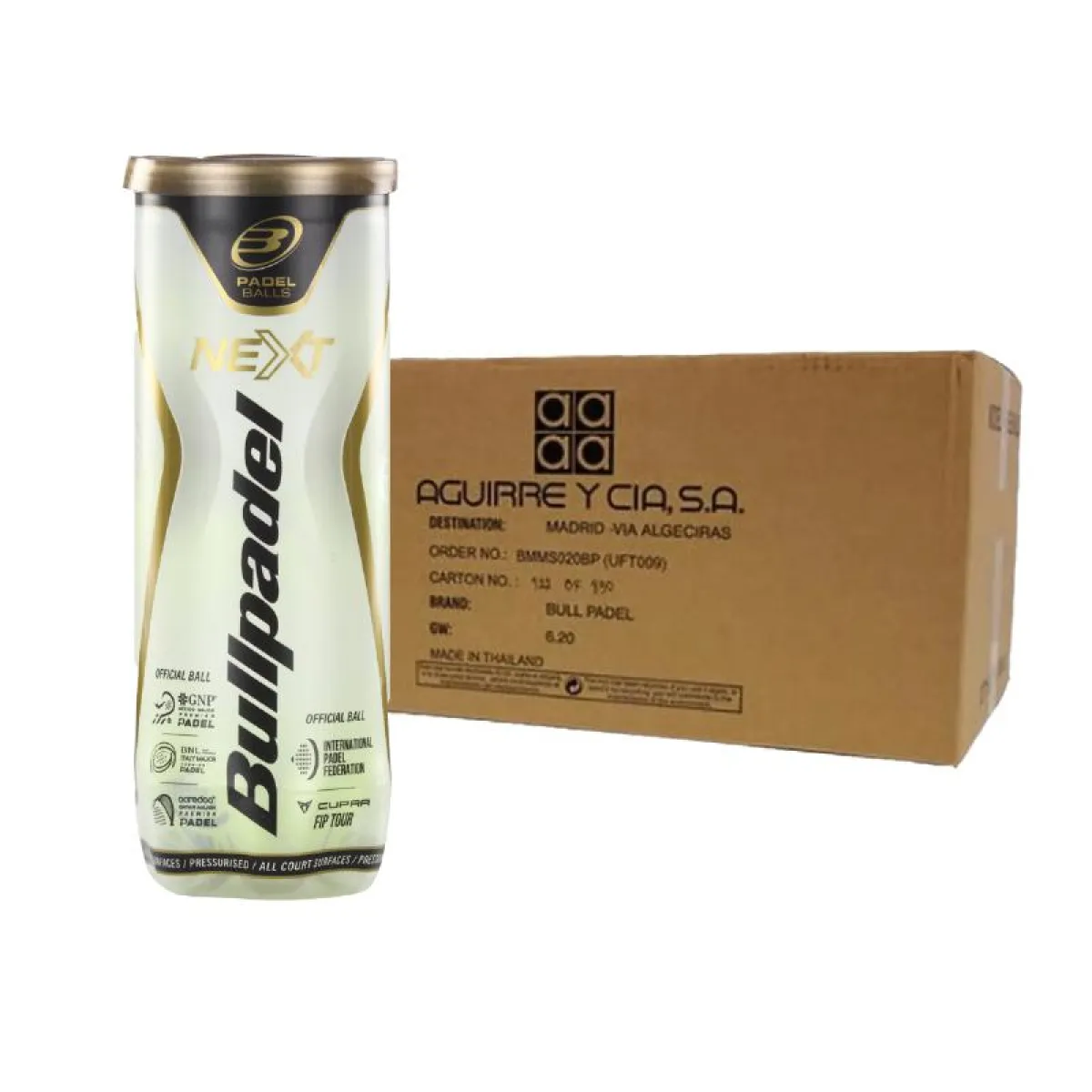 Box of 72 Balls · 24 Cans of 3 pcs · Bullpadel FIP Next