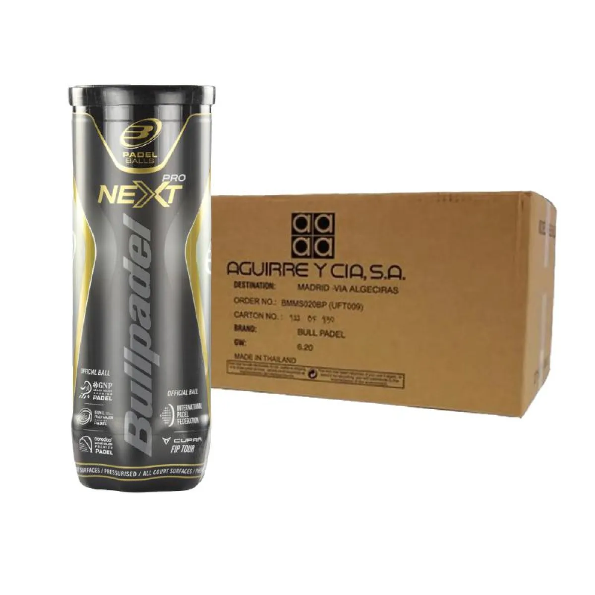 Box of 72 Balls · 24 Cans of 3 pcs · Bullpadel FIP Next Pro