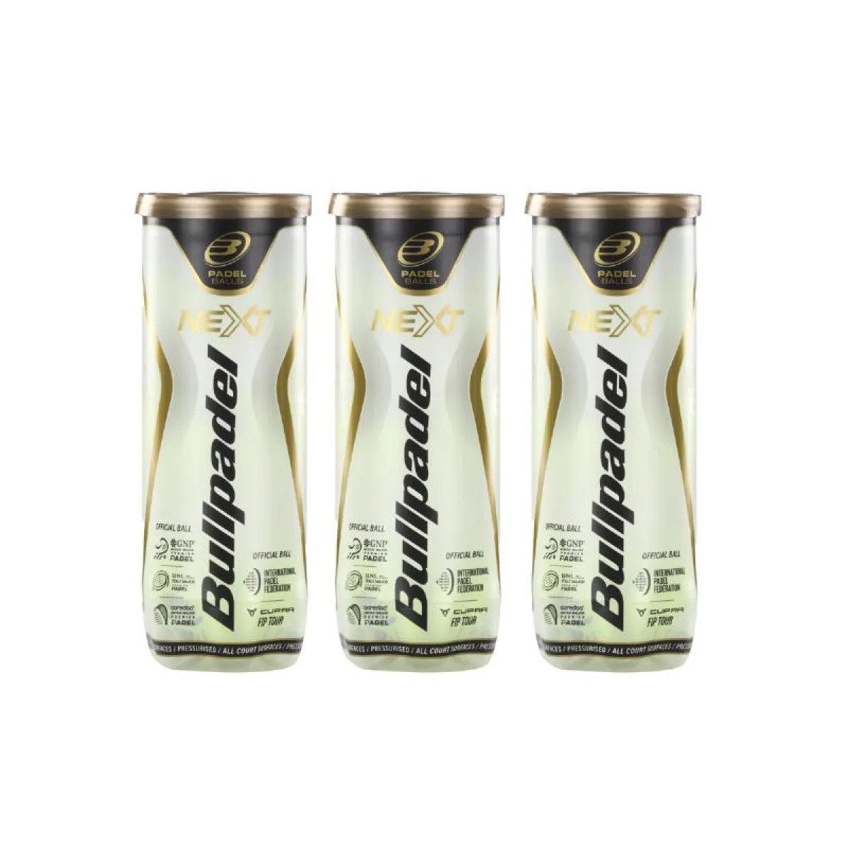 Pack of 3 Cans of Bullpadel Balls FIP Next