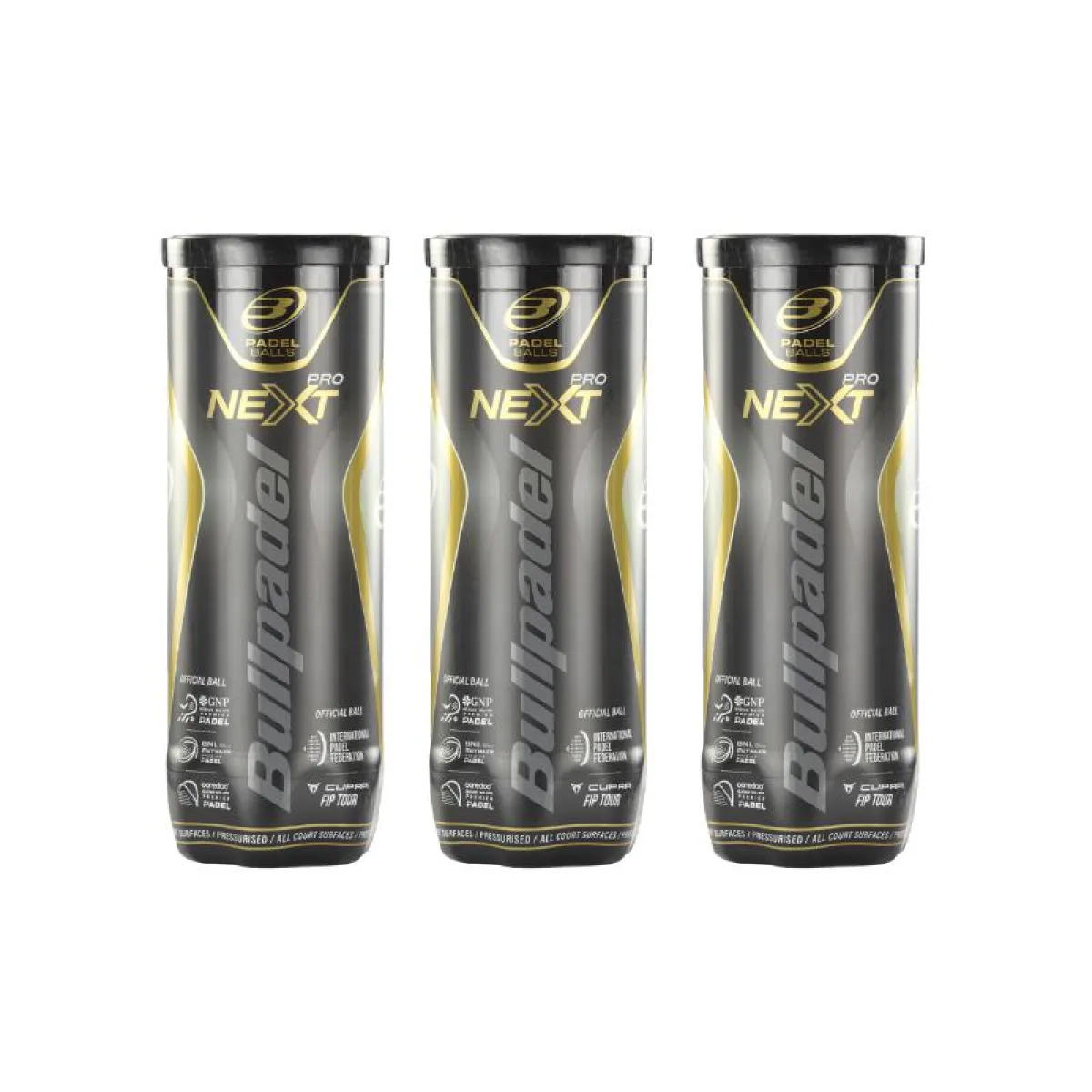 Pack of 3 Cans of Bullpadel Balls FIP Next Pro